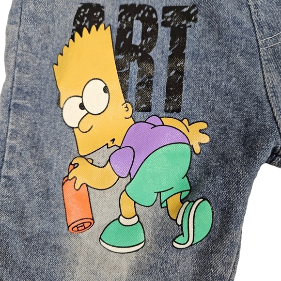 MS & WZ Kids Bart Simpson Spray Painting Denim Jean Shorts Size 5 Boys N24 - Picture 2 of 7